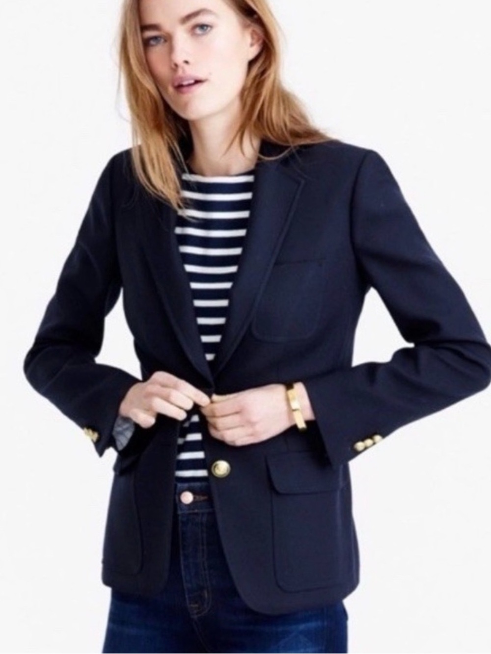 J. Crew Rhodes Navy Blue Blazer Women's Sz 6 Preppy Dark Academia Classic Read